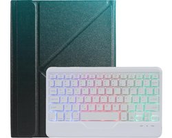 Bluetooth toetsenbord geschikt voor iPad 10.2 inch 2019 / 2020 / 2021 met RGB verlichting en Stylus Pen Houder - Blauw en Zwart