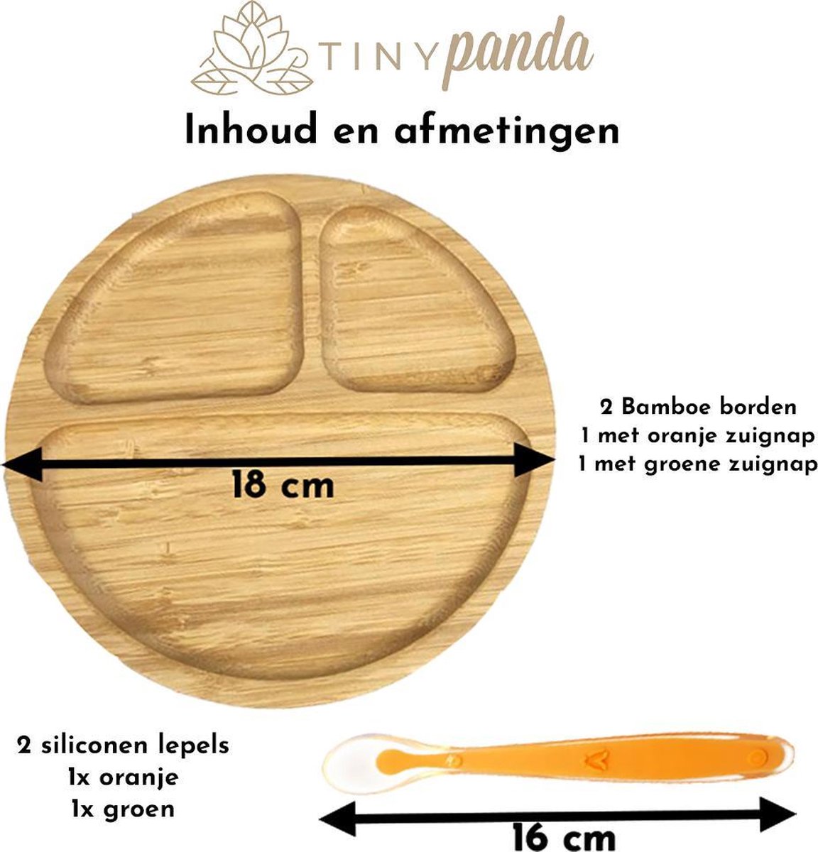 Bubba Bear Bamboe Kinderserviesset Met Zuignap - Onderverdeeld Babybord En Lepel - Vlierbes