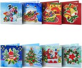 Diamond Painting Kaarten - 3 D Kerstkaarten set - 8 kaarten met enveloppen - Compleet pakket - Hobbypakket