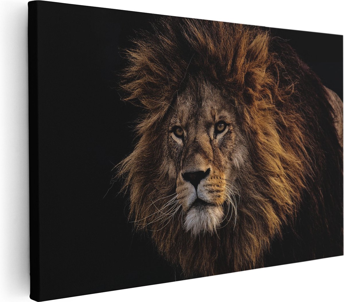 Artaza Canvas Schilderij Leeuw - Leeuwenkop - 30x20 - Klein - Foto Op Canvas - Canvas Print