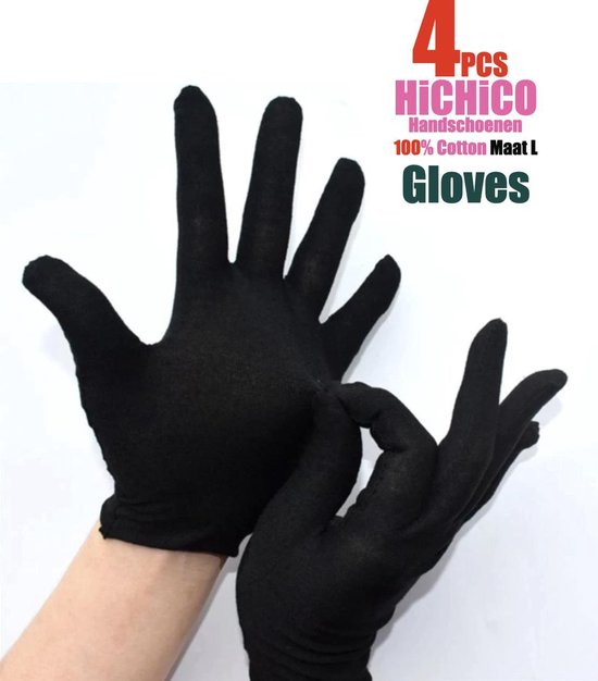 4 pièces en coton Gant - Gloves 4PCS Noir 2 paires Gloves Cotton Bijoux  Argent Gloves... | bol.com