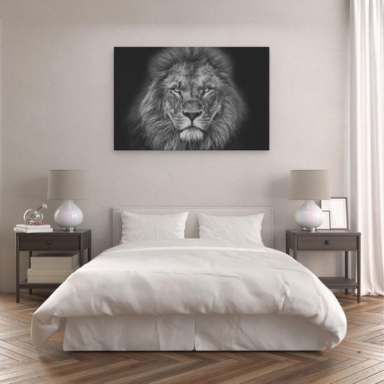 Artaza - Peinture sur toile - Lion - Tête de Lion - Zwart Wit - 120 x 80 - Groot - Photo sur toile - Impression sur toile