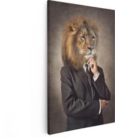 Artaza Canvas Schilderij Leeuw In Pak - Leeuwenkop - 60x90 - Foto Op Canvas - Canvas Print