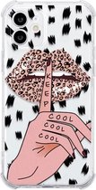 Casies Apple iPhone 11 Leopard Lips case - Panterprint hoesje - Met Shockproof bumpers -Soft case TPU - transparant