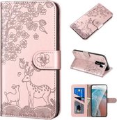 Voor Geschikt voor Xiaomi Redmi Note 8 Pro Sika Herten Embossing Patroon Horizontale Flip PU Lederen Case met Houder & Kaartsleuf & Portemonnee & Fotolijst (Rose Goud)