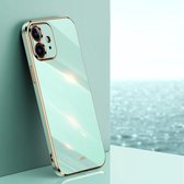 XINLI rechte 6D plating gouden rand TPU schokbestendig hoesje voor iPhone 12 mini (mintgroen)