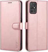 Voor Honor Play 5T Jeugd AZNS Huid Voelen Kalf Textuur Horizontale Flip Lederen Case met Kaartsleuven & Houder & Portemonnee (Rose Goud)