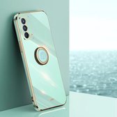 Voor OPPO K9 XINLI Straight 6D Plating Gold Edge TPU Shockproof Case met Ring Holder (Mint Green)