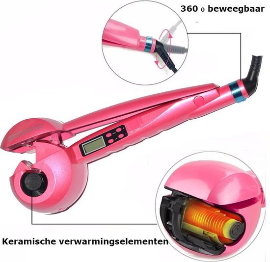 Elektrische haarkruller met LCD scherm en keramische platen. - Elektrische - €89,95