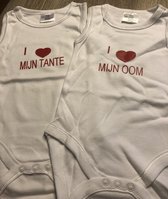 WDLS- Baby-Romper-i love mijn tante - i love mijn oom- 2 pack romper -bedrukt rompertje-maat 62/68-Rood