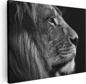 Artaza Canvas Schilderij Leeuw - Leeuwenkop - Zwart Wit - 80x60 - Foto Op Canvas - Canvas Print