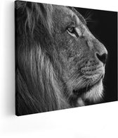 Artaza Canvas Schilderij Leeuw - Leeuwenkop - Zwart Wit - 50x40 - Foto Op Canvas - Canvas Print