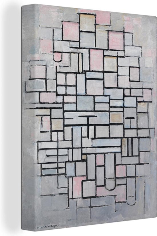 Canvas Schilderij Compositie 6 - Piet Mondriaan - 80x120 cm - Wanddecoratie