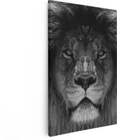 Artaza Canvas Schilderij Leeuw - Leeuwenkop - Zwart Wit - 40x60 - Poster Foto op Canvas - Canvas Print