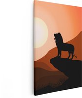 Artaza Canvas Schilderij Lion King - Silhouet Van Een Leeuw - 40x60 - Poster Foto op Canvas - Canvas Print