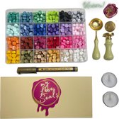 MyLoveSeals 600 stuks set - 24 kleuren Was Zegels - Wax Stempel "UNICORN" - Goud Stift - Bekend Van TikTok- Valentijn Cadeautje Voor Haar - Valentijn