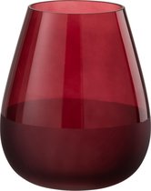 J-Line Vaas Rond Half Mat Glas Donkerrood Small Set van 2 stuks
