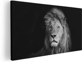 Artaza Canvas Schilderij Leeuw - Leeuwenkop - Zwart Wit - 80x40 - Foto Op Canvas - Canvas Print