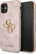 Roze hoesje van Guess - TPU Backcover - iPhone 11 - 4G - Big Metal Logo