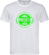 Wit T-Shirt met “ Legend sinds 1996 “ print Neon Groen  Size S