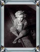 60 x 80 cm - Spiegellijst met prent - Marilyn Monroe - prent achter glas