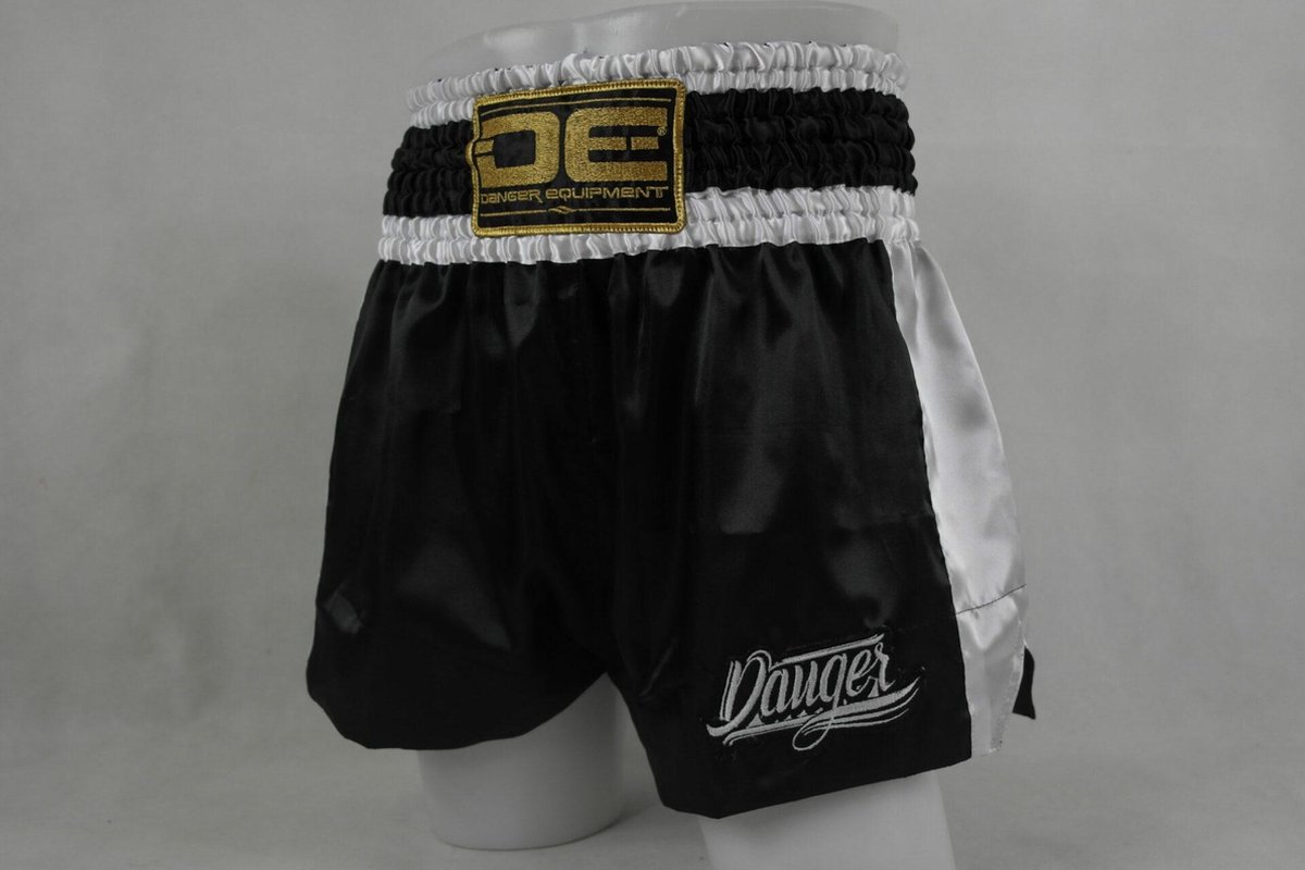 Danger Eco Muay Thai Shorts - Satijn - Zwart/Wit S