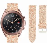 Leer Smartwatch bandje - Geschikt voor  Samsung Galaxy Watch 3 41mm leren glitter bandje - rosé goud - Strap-it Horlogeband / Polsband / Armband