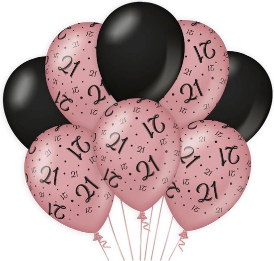 Paper Dreams Ballonnen 21 Jaar Dames Latex Roze/zwart