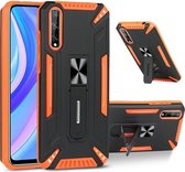 Voor Huawei Y8p War-god Armor TPU + PC Schokbestendige magnetische beschermhoes met opvouwbare houder (oranje + zwart)