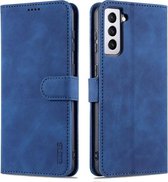 Voor Samsung Galaxy S21 FE 5G AZNS Huid Voelen Kalf Textuur Horizontale Flip Leather Case met Kaartsleuven & Houder & Portemonnee (Blauw)