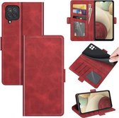 Voor Samsung Galaxy F12 / M12 Dual-side magnetische gesp horizontale flip lederen tas met houder en kaartsleuven en portemonnee (rood)