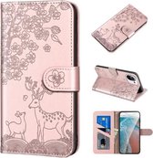 Voor Geschikt voor Xiaomi Mi 11 Sika Herten Embossing Patroon Horizontale Flip PU Lederen Case met Houder & Kaartsleuf & Portemonnee & Fotolijst (Rose Goud)
