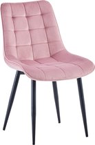 Eetkamerstoelen Set van 4 Felix - Roze - Metaalpoot - Fluweel