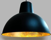 Zwart Gouden Hanglamp binnenzijde - 38 cm Zwart Goud metaal - voor binnen - eetkamer - voor woonkamer - industrieel - pendellamp - E27 fitting - excl. lichtbron