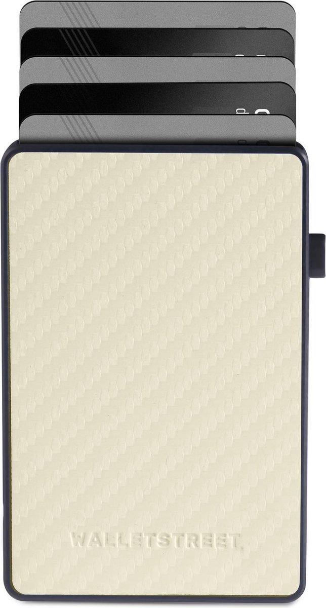 Luxe Walletstreet Carbon Aluminium Pasjeshouder CRB Type - Walletstreet Aluminium Creditcardhouder Card Protector Anti-Skim/ RFID Card Protector 7 Pasjes – Ivory Wit