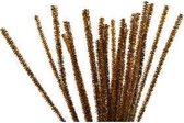 Chenilledraad - goud - L: 30 cm - dikte 6 mm - glitter - 24 stuk