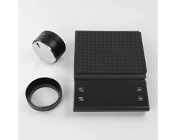 Barista uitbreiding set 58mm - zwart - barista weegschaal - koffie verdeler - doseerring