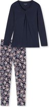 Schiesser Feminine Floral Comfort Fit Vrouwen Pyjamaset - Donkerblauw - Maat 38