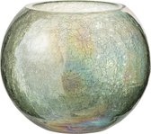 J-Line Windlicht Bol Craquele Glas Parel Effect Groen Large Set van 2 stuks