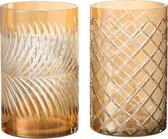 J-Line Windlicht Diamant Glas Goud Large Assortiment Van 2