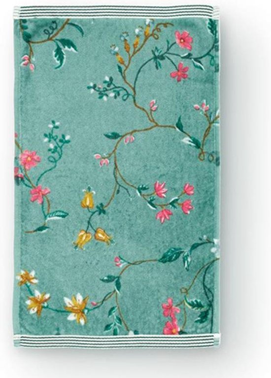 Pip Studio Secret Garden handdoek WitBlauw 55x100 cm