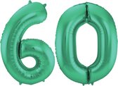 De Ballonnenkoning - Folieballon Cijfer 60 Groen Metallic Mat - 86 cm