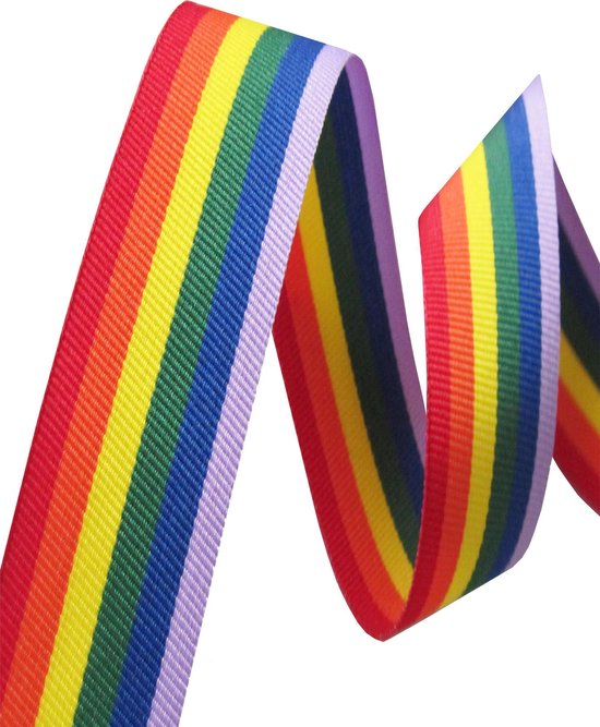 Regenboog Lint 10mm (1,0cm) | Weefband Ripsband | Luxe Dubbelzijdige Kwaliteit | Cadeau Lint | Danslint | Rainbow Pride | Rol: 10 Meter