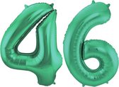 De Ballonnenkoning - Folieballon Cijfer 46 Groen Metallic Mat - 86 cm