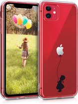 kwmobile telefoonhoesje voor Apple iPhone 11 - Hoesje voor smartphone in zwart / transparant - Meisje met Ballon design
