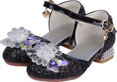 The Better Merk Frozen Aurora Cinderella Princess Shoes - Zwart Taille 32 - Coffret cadeau avec votre robe de princesse - Diadème + Baguette magique + Gants (coude)