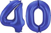 Folieballon Cijfer 40 Blauw Metallic Mat - 86 cm