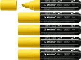 STABILO FREE - Marker Acryl - T800C - Pointe biseautée - 4-10 mm - Jaune - Boîte de 5 pièces