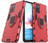 Xiaomi Redmi Note 10 / Note 10S hoesje, MobyDefend Dubbelgelaagde Pantsercase Met Standaard, Rood | GSM Hoesje / Telefoonhoesje Geschikt Voor: Xiaomi Redmi Note 10  / Xiaomi Redmi Note 10S