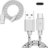 BSTNL – USB kabel – naar - USB C – geschikt voor Apple iPhone 15 - geschikt voor Samsung Galaxy S24/S23/S22/S21 – 50 cm – nylon – wit zwart
